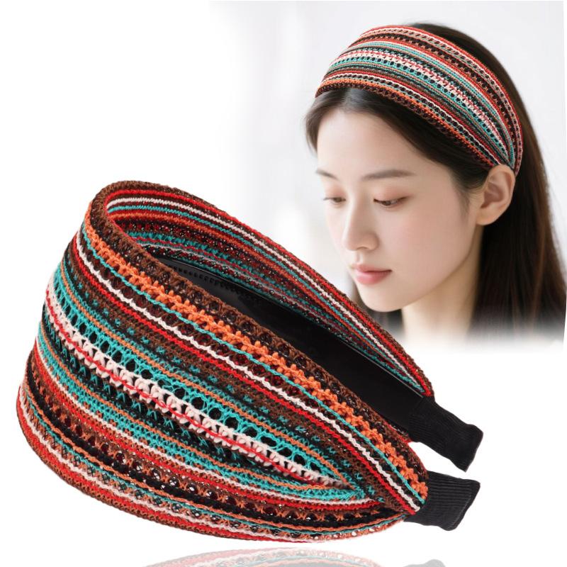 Wide Edge Hairband Hair Clip Ethnic Style Hair Accessory Toothed Anti-Slip Versatile For Covering Gray Hair And Frizz For Women