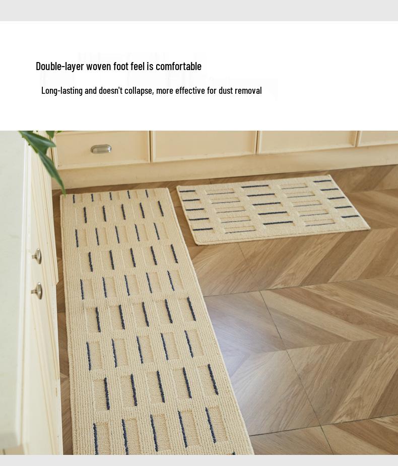 Polypropylene L-Shaped Non-Slip Oil and Water-Resistant Nordic Style Kitchen Floor Mat