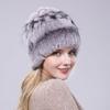 Winter Premium Rabbit Fur Beanie Hats Genuine Rabbit Fur Caps Women Winter Fur Rex Rabbit Knitted Hats Warm Beanie Caps