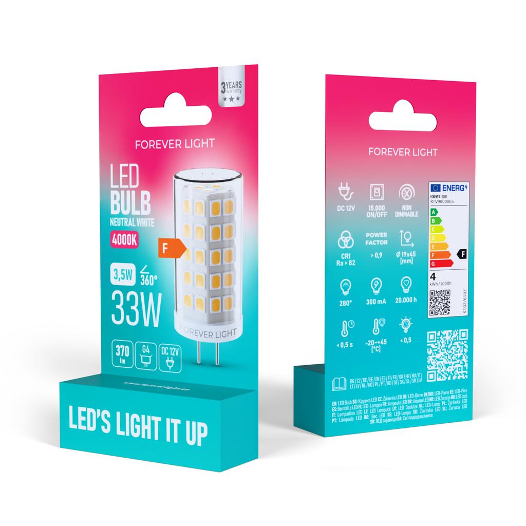 Forever Light Żarówka Led G4 3.5W 370Lm 4000K 12V Klasa F