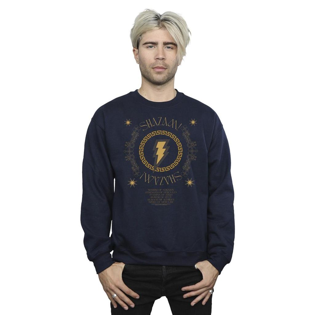 DC Comics Mens Shazam Fury Of The Gods Golden Spiral Chest Sweatshirt