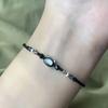 2 pulseras de obsidiana y piedra lunar natural para parejas, pulseras minimalistas hechas a mano, pulseras con un lindo gato blanco y negro, joyería para fiestas, regalos