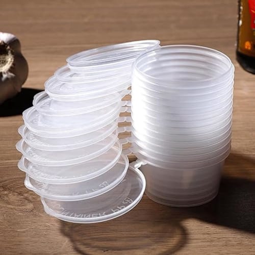 Avrpqiwy 200-Pack Disposable Portion Cups with Lids, 40ml Airtight Souffl? Cups, Plastic Shot Cups for Sauces