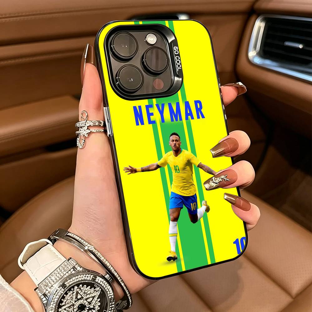 Capa de Celular de Futebol 10-N-Neymar Para iPhone 17,16,15,14,13,12,11 Plus Pro Max Capa de Celular Colorida Prateada