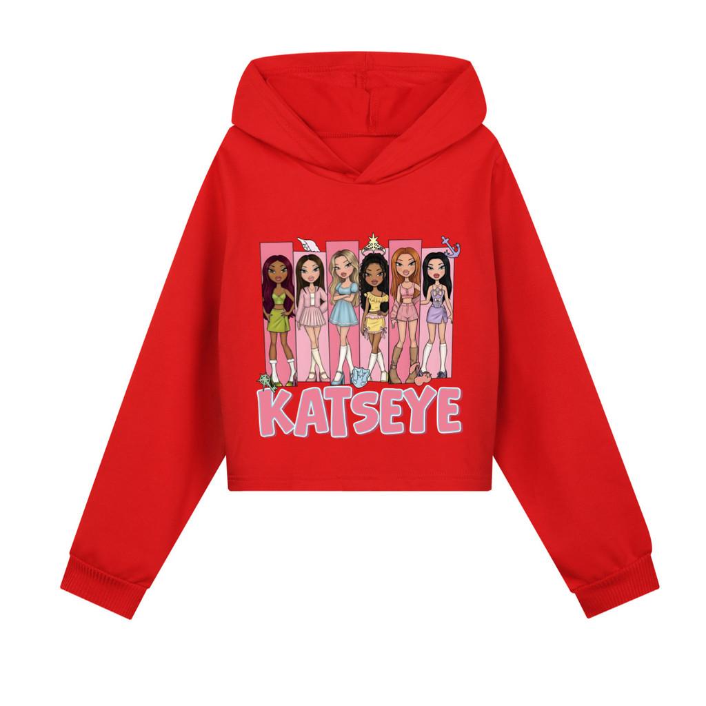 5349 Barn Flickor KATSEYE Tryckt Vardagliga Långärmade Huvtröjor