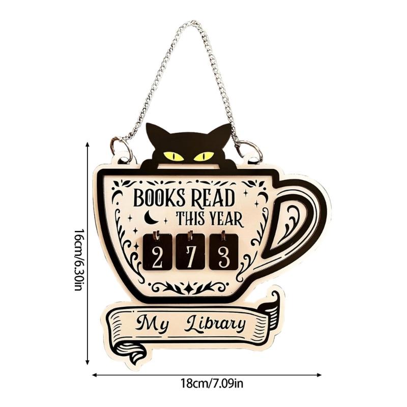 Books Read This Year Counter Book Trackers Sign Book Lover Gift for Teachers Librarians,Readers Wooden Library Decors