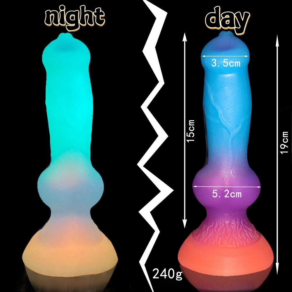 Glow-in-The-Dark Realistic Canine Dildo - Animal Shape Fantasy Toy for Women, Liquid Silicone Adult Sex Toy, Extra Soft Penis Stimulator