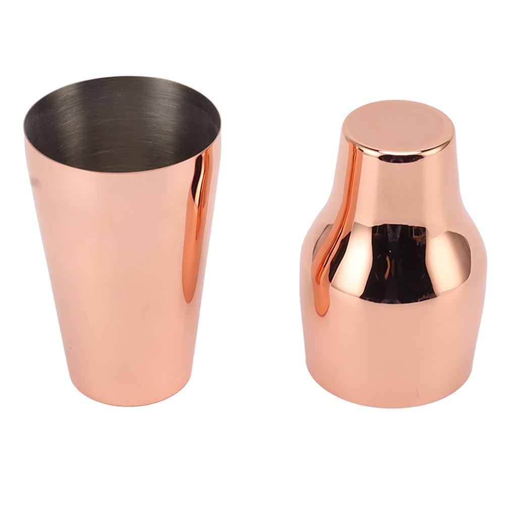 Stainless Steel Drink Shaker French Style 2 Section Martini Mixer Drink Shaker for Bar Home Camping Picnic Rose Gold