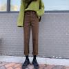 Autumn Brown Straight Denim Vintage Slender Office Lady Jeans Women Trousers High Waist Large Size Pants Female