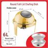 Gold-Plated Stainless Steel Chafing Dish with Glass Lid