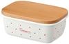 Skater Enamel Butter Case with Wooden Lid, 500ml, Casmin, Ivory, ENBT5-A