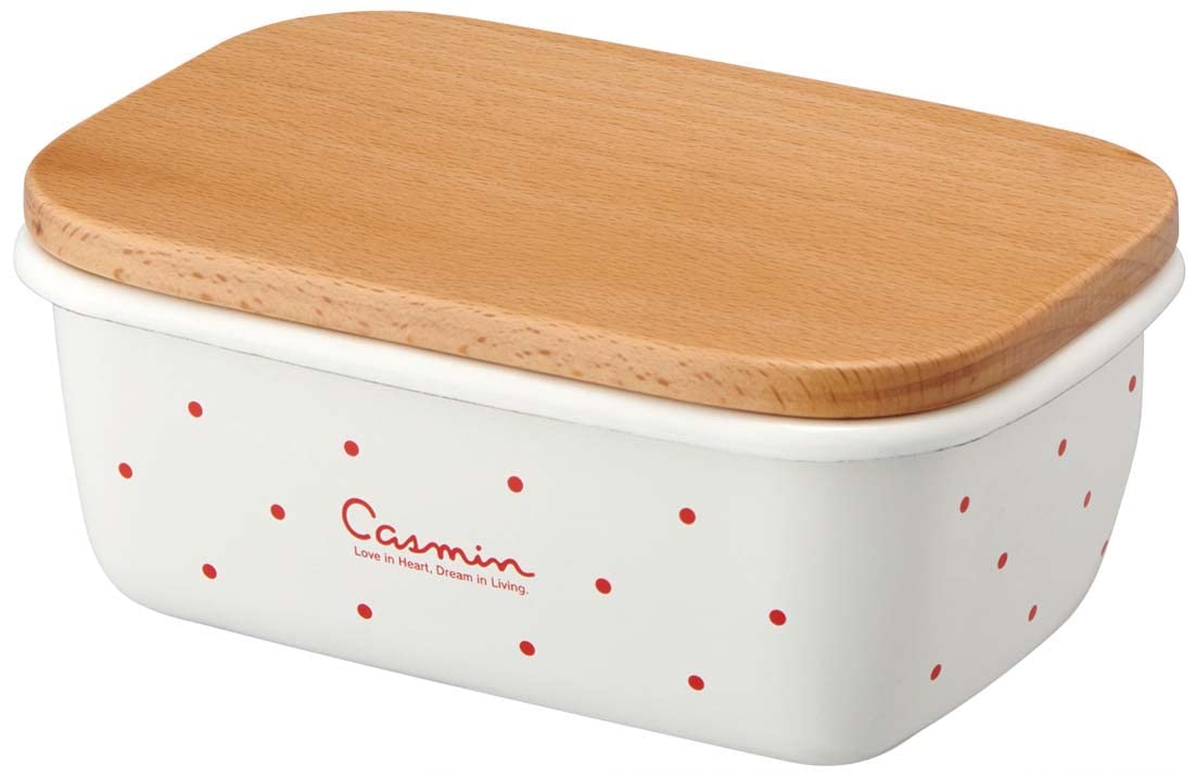 

Skater Enamel Butter Case with Wooden Lid, 500ml, Casmin, Ivory, ENBT5-A