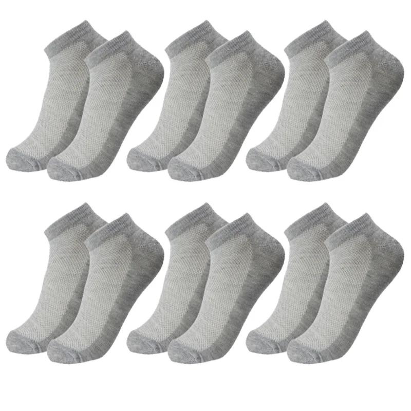 6 Pairs Men's Short Socks Mesh Breathable Low Cut Invisible Boat Slippers Ankle Business Sox Solid Color Casual Socks EU 38-46