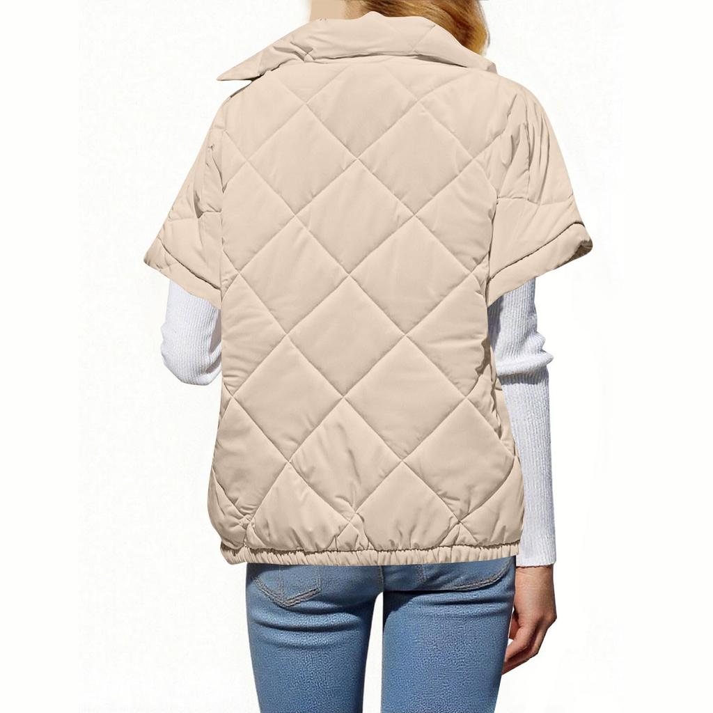 Women's Fashion Light Jacket Stand Collar Multicolor Zipper Button Coat