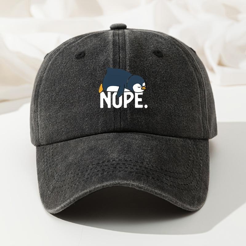 NOPE Penguin Print Baseball Cap Retro Washed Cap Retro Washed Casual Hat Adjustable Premium Dad Truck Fishing Hat чёрный