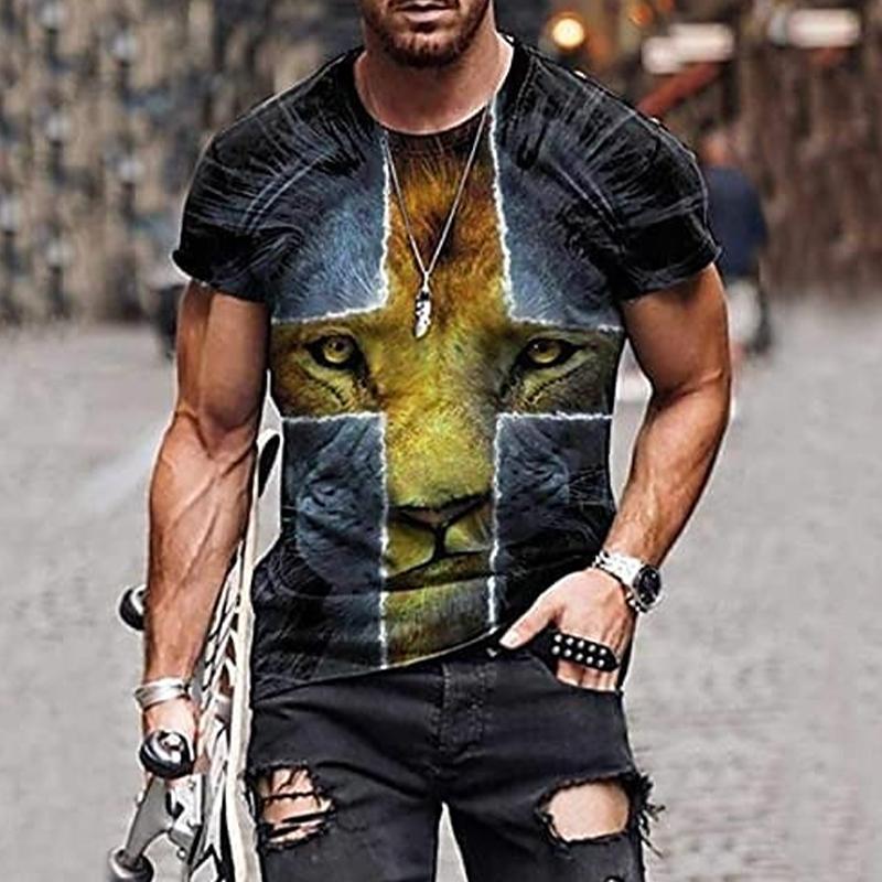 Nové letní pánské módní tričko s potiskem tygra