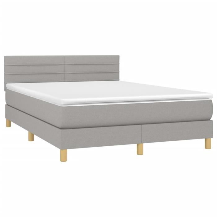 VidaXL Lit à sommier tapissier avec matelas Gris clair 140x200cm Tissu - Modèle 3140697
