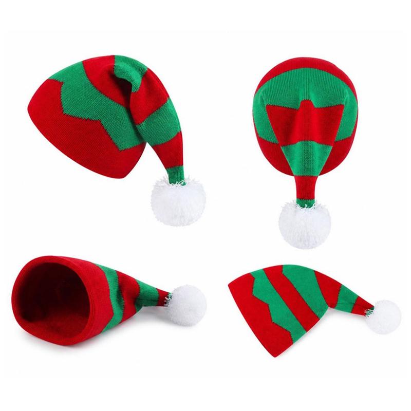 Christmas Day Hat Knitted Contrasting Splicing Striped Pullover Hat Warm Ear Protection Woolen Hat Christmas Hat