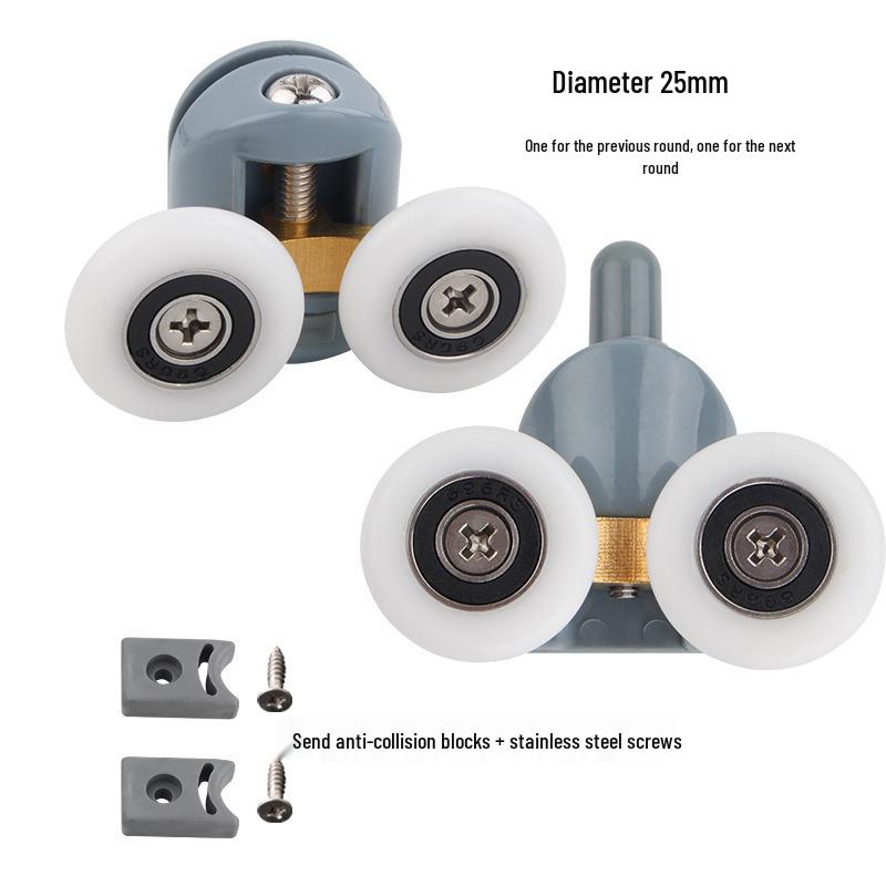 Vintage Glass Sliding Shower Door Double-Wheel Pulley Hardware Accessory Set