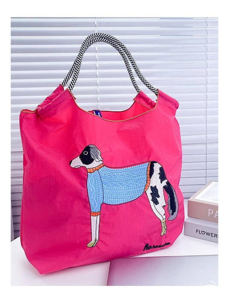 Women's Oxford Cloth Embroidered Handbag: Large Capacity, Nylon, Portable, Crossbody, and Shoulder Bag.