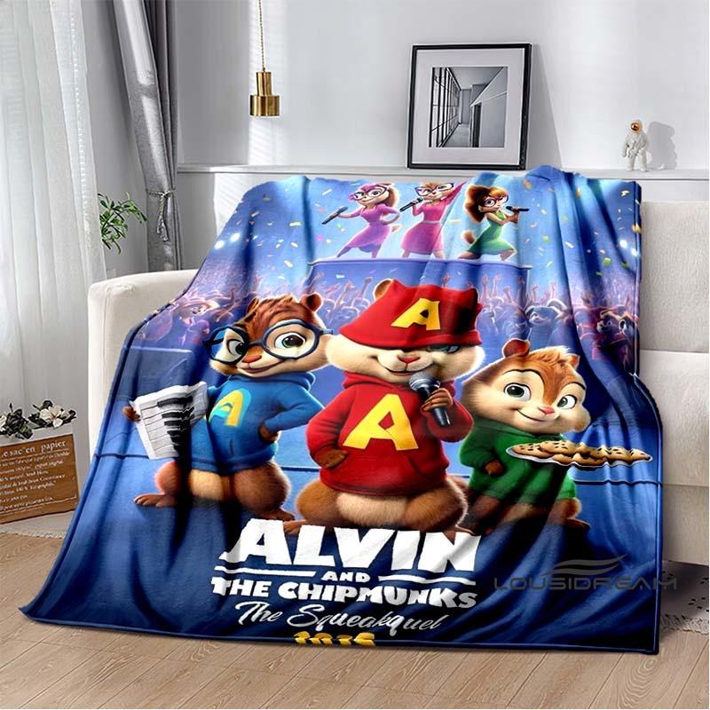 La manta de franela de la caricatura Alvin y las Ardillas es suave y cálida, adecuada para dormitorios, salas de estar, mesitas de noche, viajes
