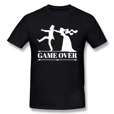 Game Over Bride Groom Single Party T-shirt Fun T-shirt Women's Clothing Short Sleeve Camo T-shirt