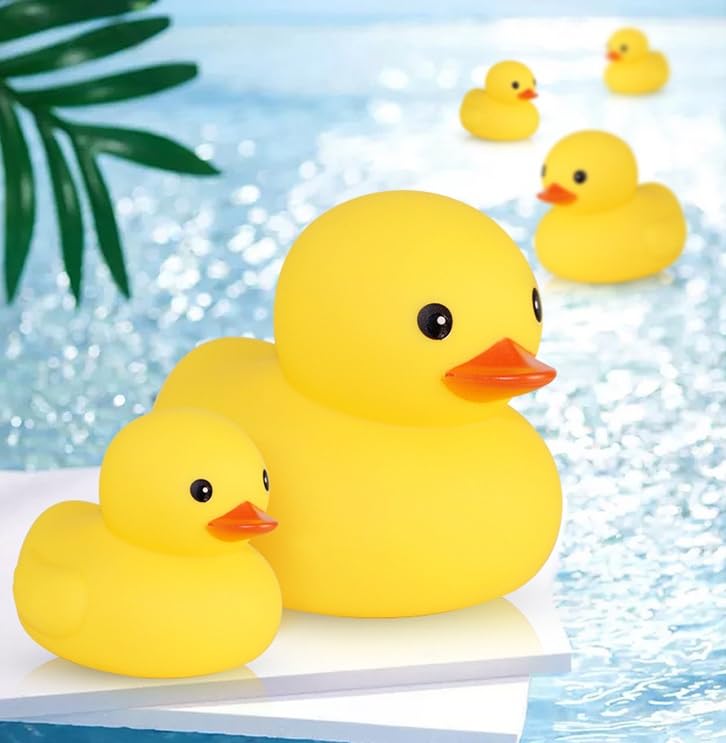 [KaroKak] Small Ducks Scoop Game with Squeak - Cute Yellow Ducks, Squeaky, Fun, Safe, Water Play, Bath Time, Kids & Adults - Yellow Ducks (1 Extra