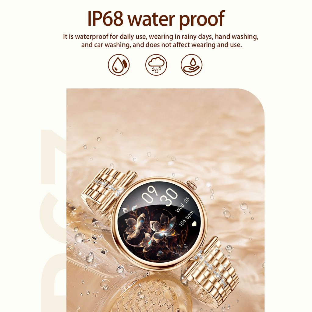 AK73 Women's Smart Watch Sports Monitor Waterproof Bracelet with Steel Strap