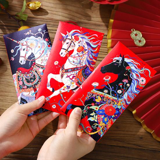 6 Pcs Chinese New Year Red Envelope 2026 Year of The Horse Lucky Money Red Packets Hong Bao for Spring Festival Birthday