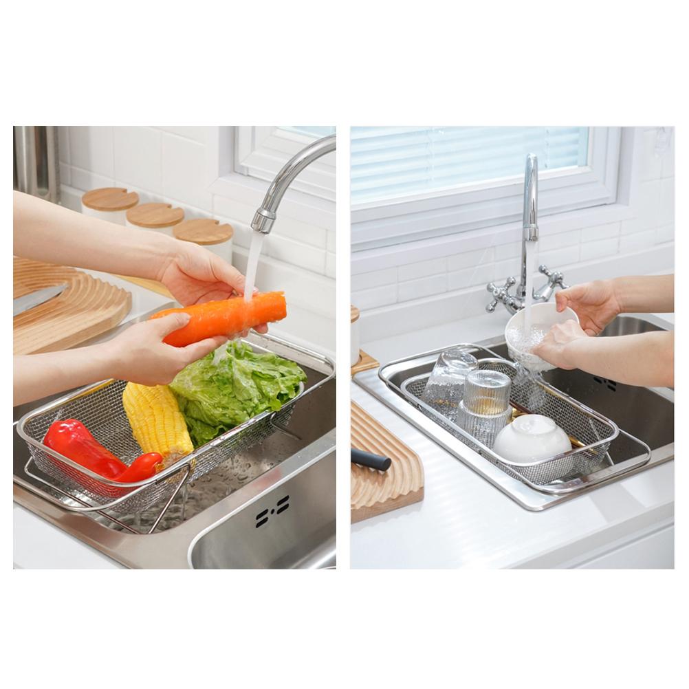 Über dem Spülbecken Abtropfsieb Edelstahl Ausziehbarer Siebkorb Abtropfsieb mit Feinmaschigem Netz für Küchenspüle Sieb Abfluss