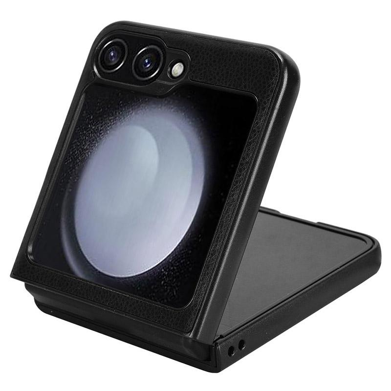 For Samsung Galaxy Z Flip6 5G Case Litchi Texture Leather Hard PC Phone Cover