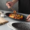 Creative Japanese Stone Pattern Fish Plate High-Value Ceramic Plate New Household Steamed Fish Plate Oval Vegetable Plate