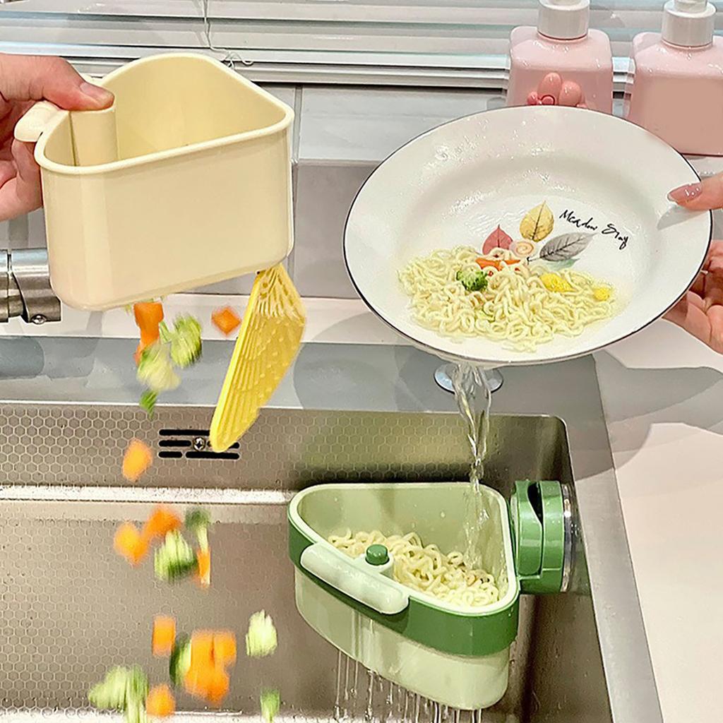 Suction Cup Sink Strainer Basket Triangular Vegetables Fruit Washing Filter Rack Sink Strainer Filtration of Leftovers