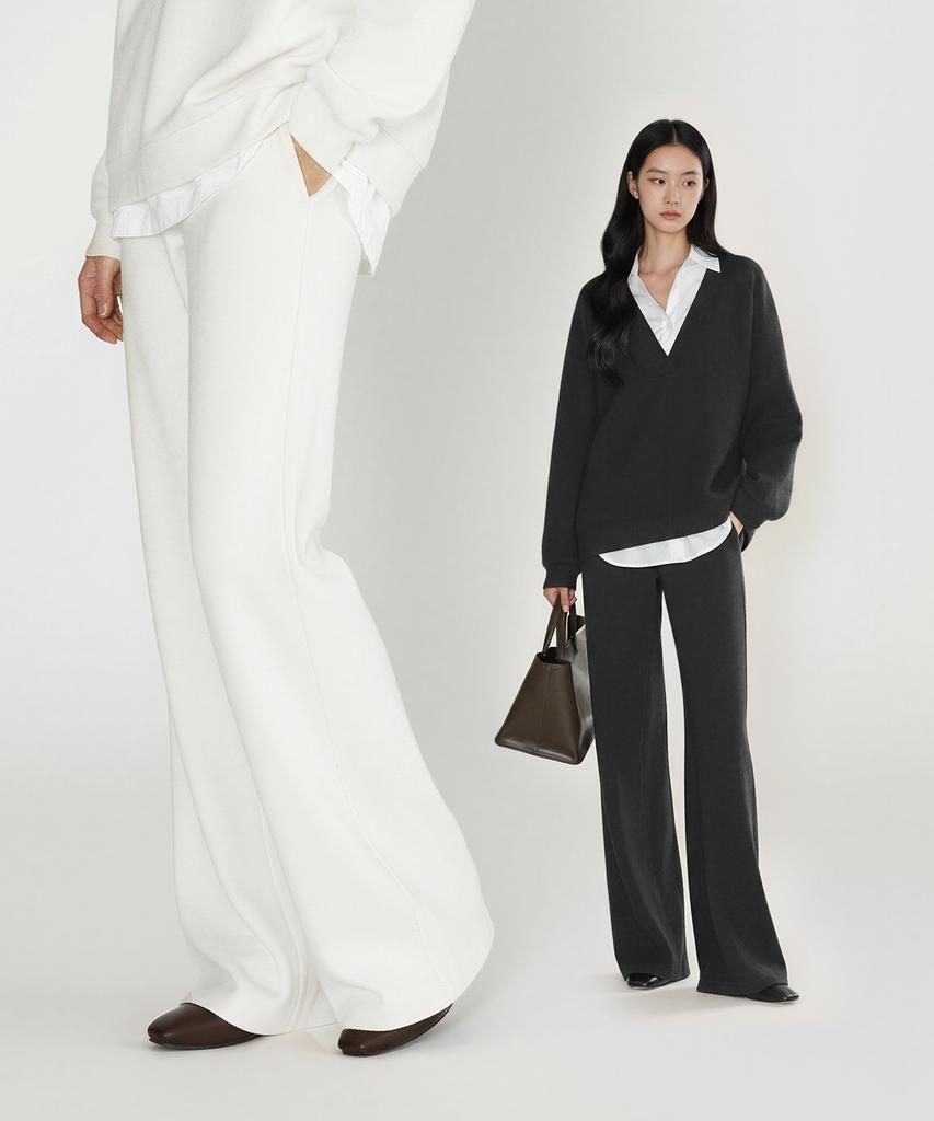 Beoteunseoul [Women'S] Slim Line Stretch Wide Elastic Waist Pants (2 Colors)