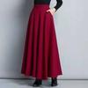 Woolen Skirt Large Swing A-line Skirt High Waist Mid-length Large Size Women's Long Skirt Large Swing Skirt Elastic Skirts