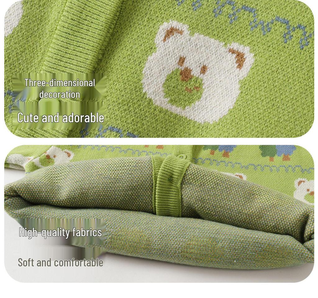 Kaka Panda Kids' Knit Cardigan - Spring Casual Top for Toddlers and Children