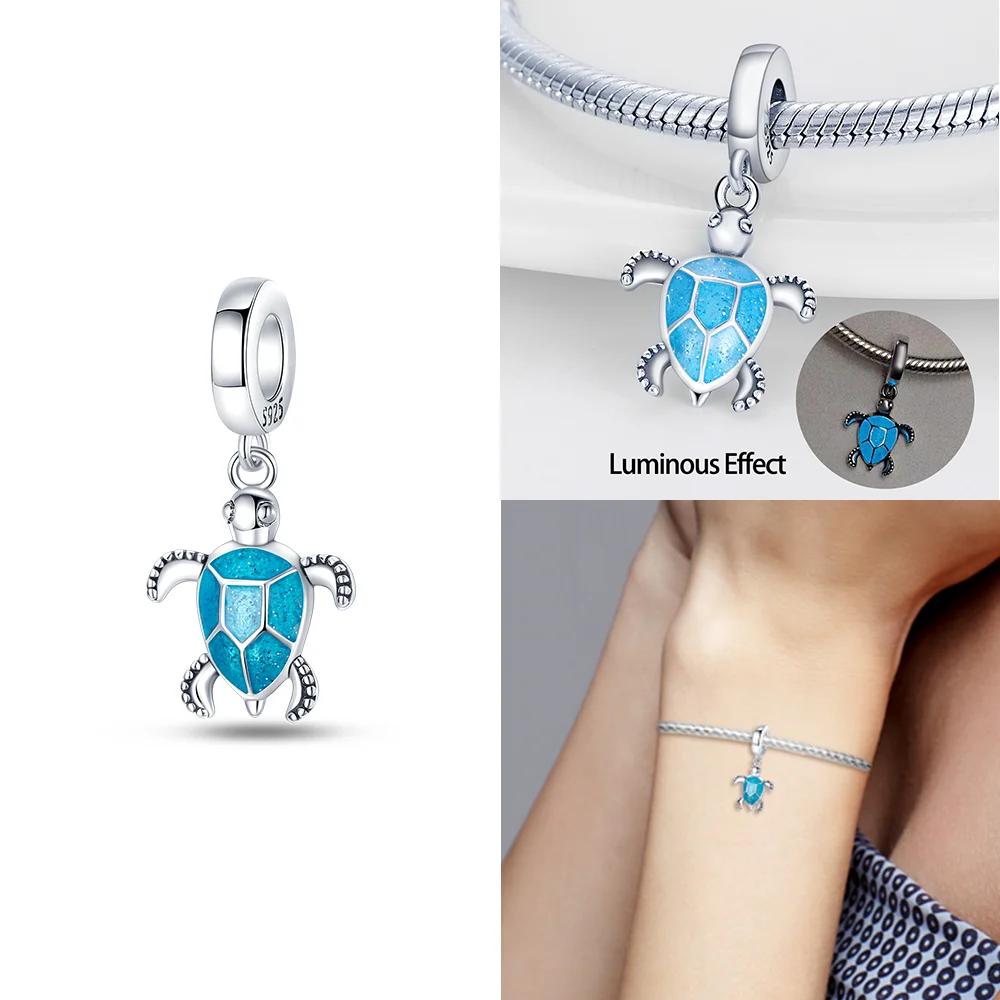 Original Marine Animals Blue Fish Pink Octopus Charms Beads Copper Fit Bracelet Jewelry Women'S Accessory Diy Gift