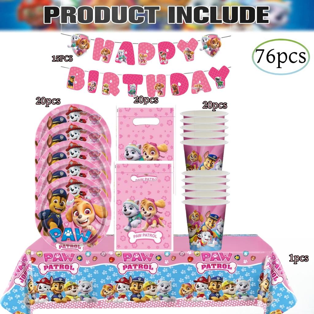 PAW Patrol Doğum Günü Süslemeleri Skye Tek Kullanımlık Sofra Takımı Seti Köpek Masa Örtüsü Tabak Hediye Çantası Bebek Partisi Çocuk Hediyesi Parti Malzemeleri