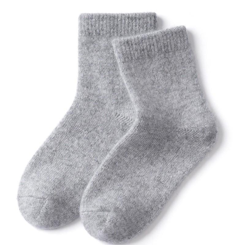 Kids Cashmere Socks Unisex 100% Goat Wool Mid-Calf Solid Warm Fall Winter
