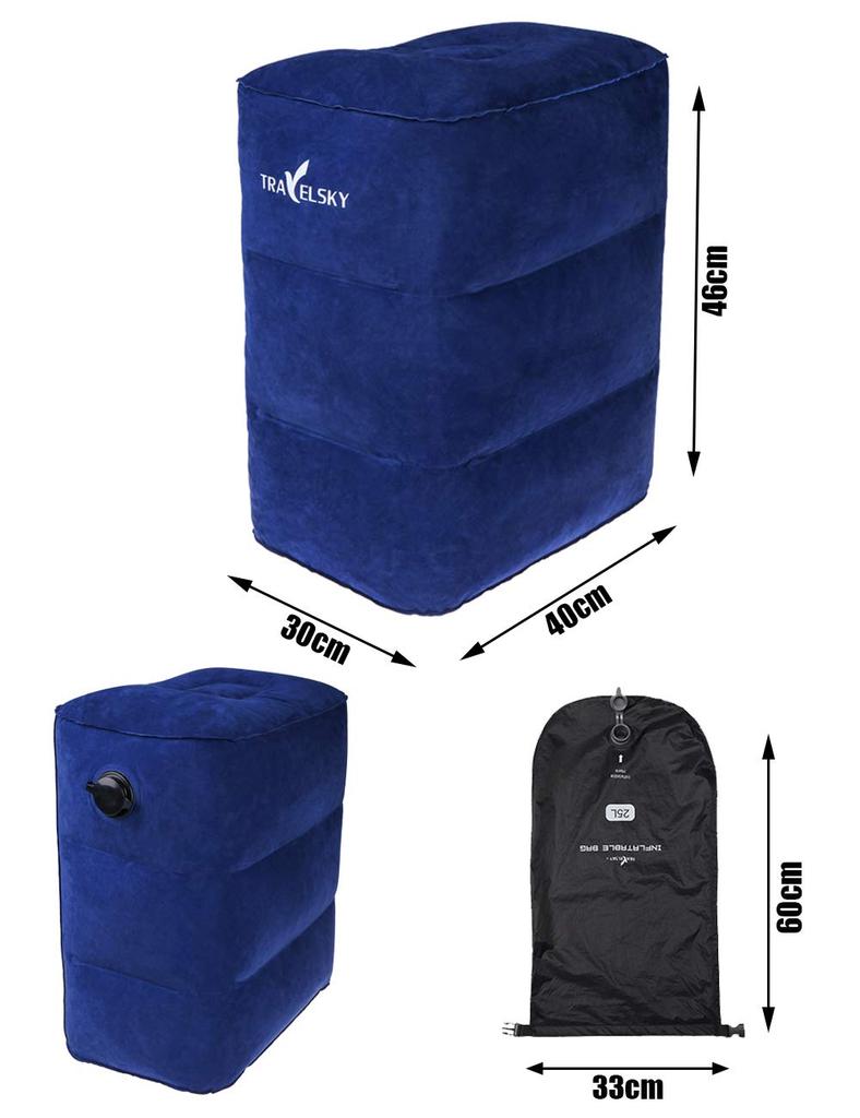 Footrest for Airplane Foot Air Foot Pillow Foot Travel Economy Class Syndrome No Pump Storage Bag VanFn Airplanes, Rest, Ottoman, Cushion, Car,