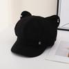 Cute and sweet cat ear hat ins wind versatile newsboy hat versatile octagonal hat British face little cap
