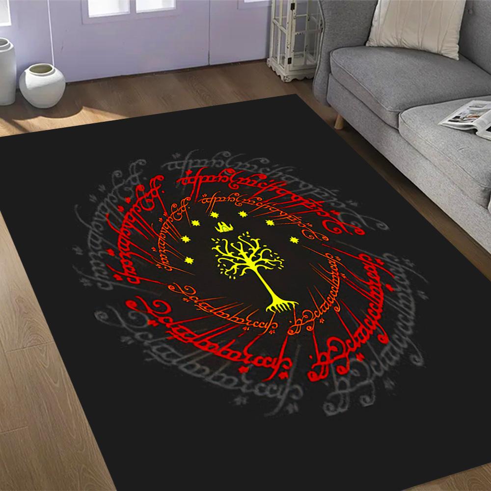 Lord Rings Symbol Carpet Suitable for Outdoor Foyer Living Rooms Entryway Antislip Carpet Anime Office Decor Spiritual Gift