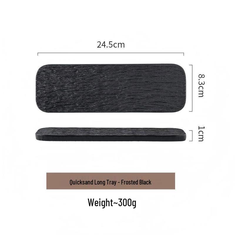 Abay 10-inch Rectangular Underglaze Rock Pattern Ceramic Dessert Plate (Set of 2)