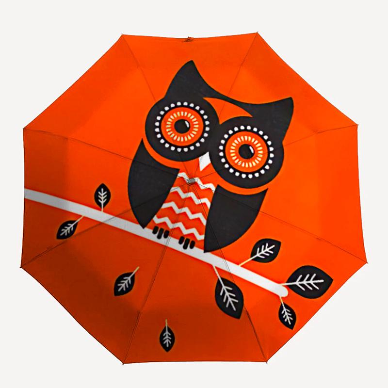 

1pc Owl Circle One Umbrella a Plastic Hle, Compact Stylish, with a Vibrant Cartoon Pattern, Perfect Home, Travel