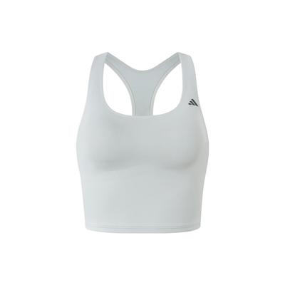 Comfortable Studio Tank Solid Color Logo Low Intensity Fitness Quick Dry Two In One Sports Bra Women Sports Bra Silver-Gray IY5935