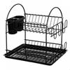 Two-Tier Mini Dish Dryer With Drainer Black 2301