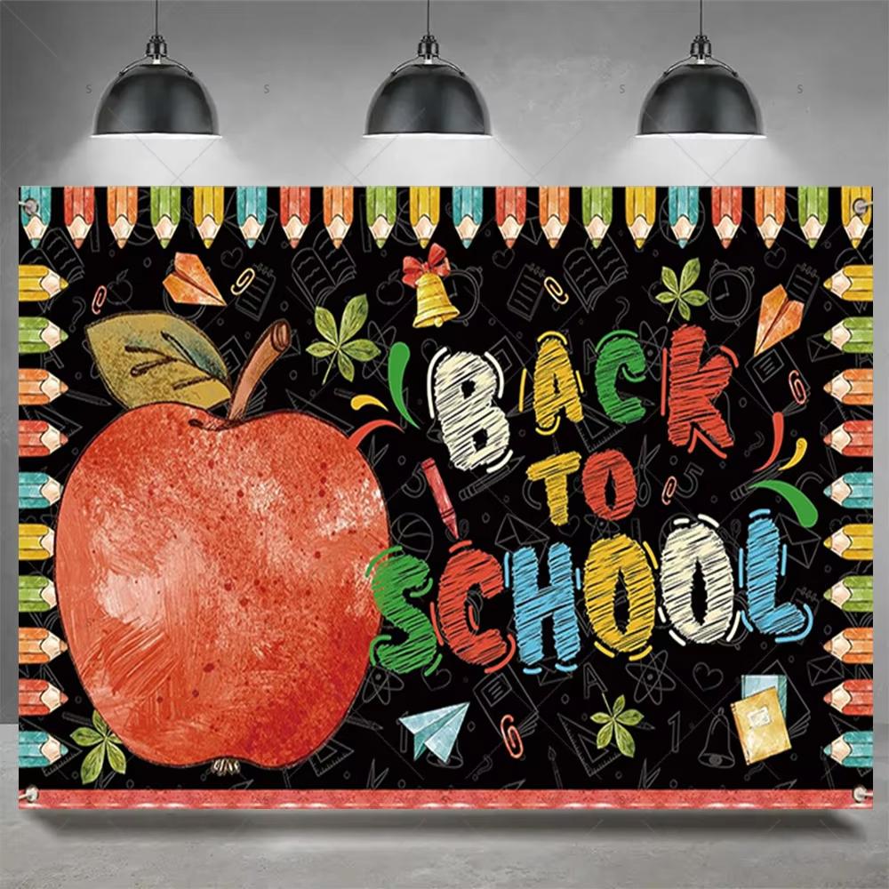 Colorful Back To School Wall Hanging Flat Print Cartoon School Supplies Tapestry For Kids Bedroom Dorm Study Room Party
