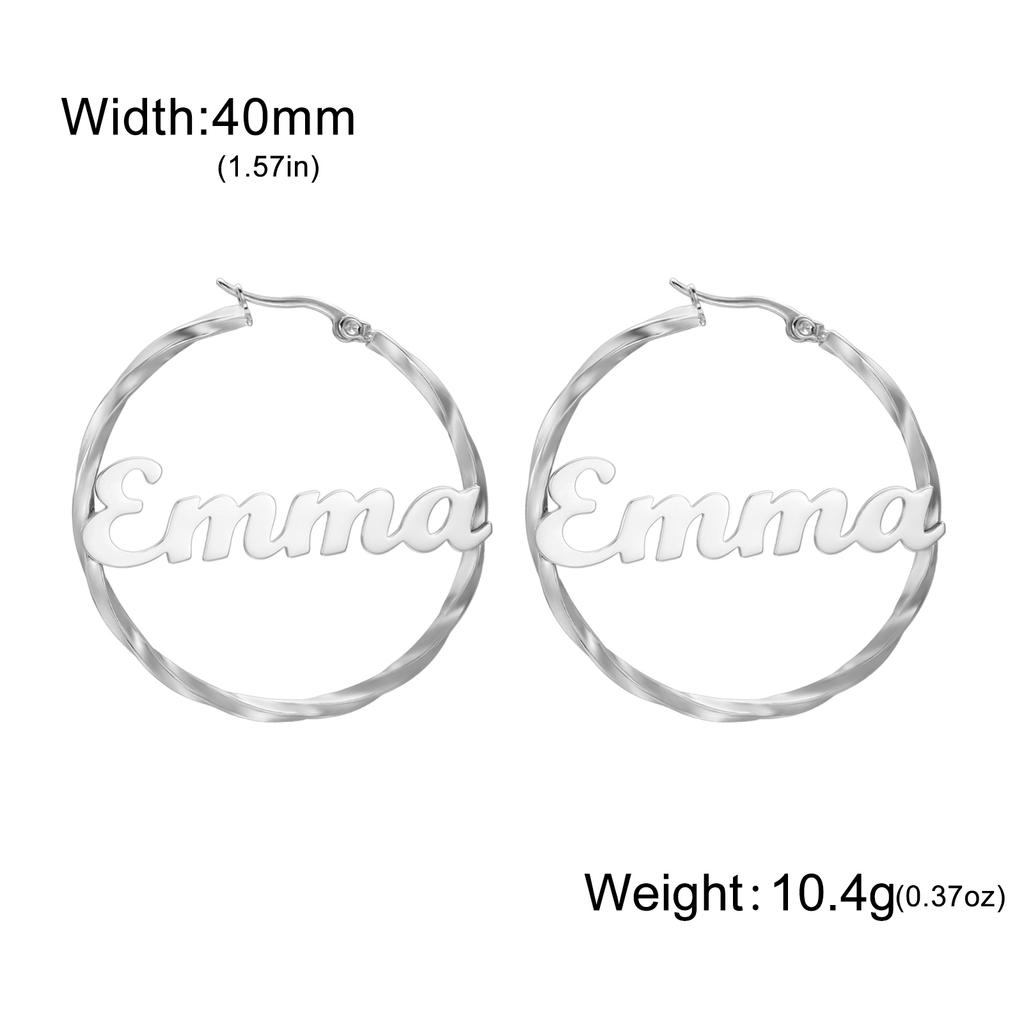Lemegeton Customized Name Earrings 30 40 50mm Hiphop Hoop Earring Women Stainless Steel Jewelry Trend Personalized Birthday Gift