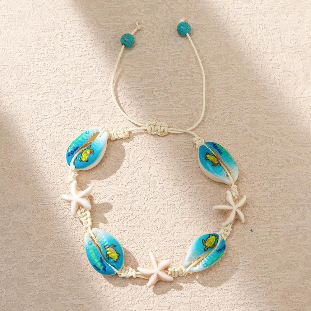 Turquoise Shell Rope Necklaces Originality Shell Braided Rope Beach Jewelry Gift Starfish Turtle Choker