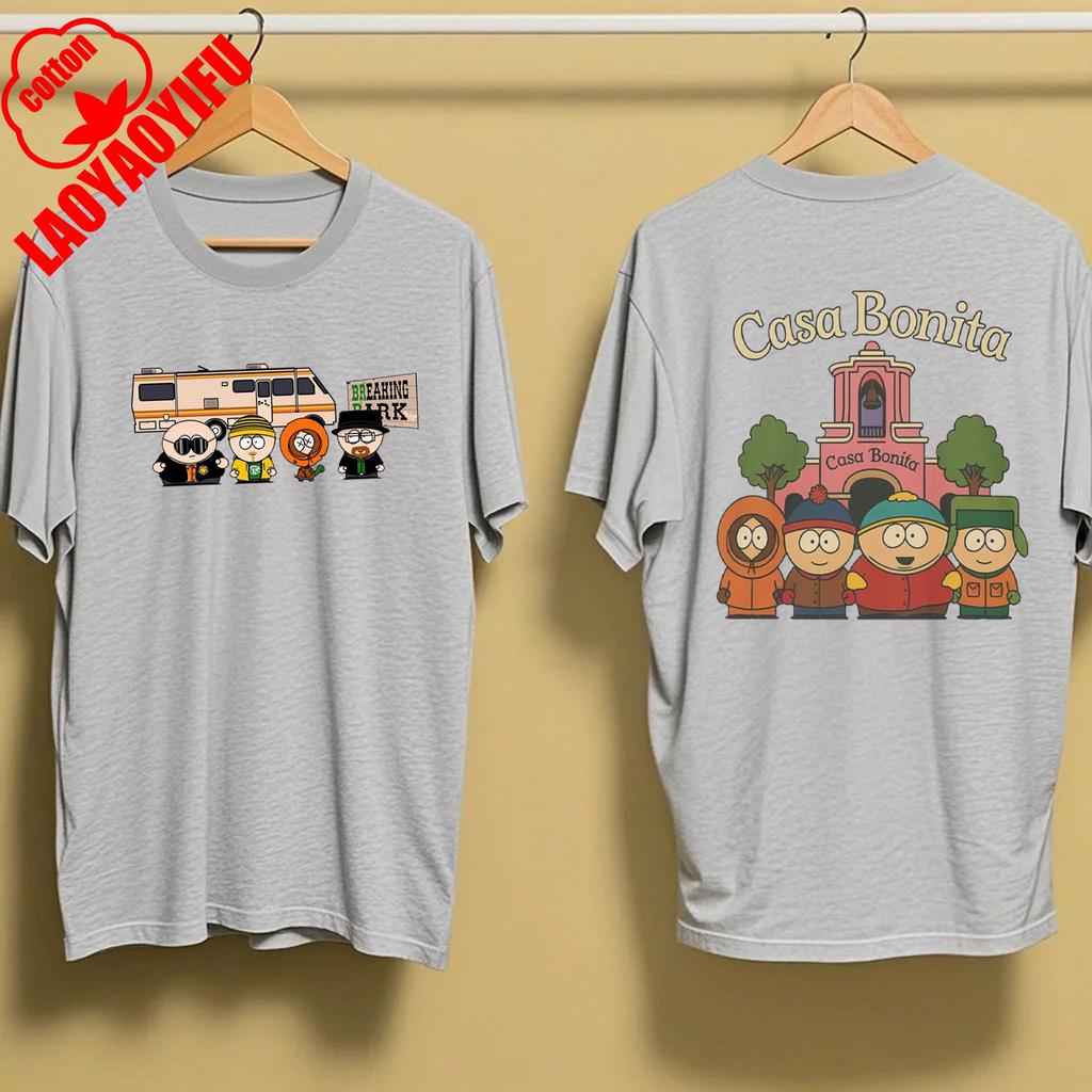 Summer Kenny McCormick South Park Double Sided Tshirt Funny Cartoon Anime Peripheral Print Crew Neck Short Sleeve Cotton TShirt